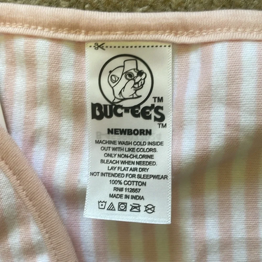 Buc-ee’s Newborn Pink & White Striped Bib
